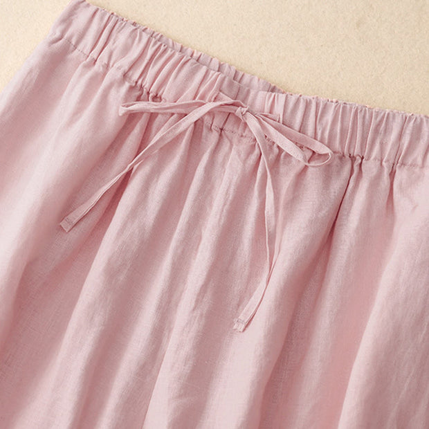 Buddha Stones Summer Elastic Waist Women's Capri Cropped Wide Leg Pants With Pockets - image 8
