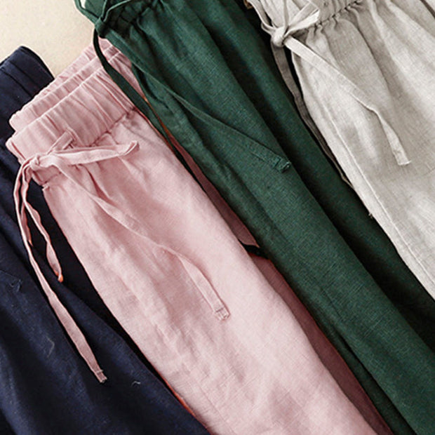 Buddha Stones Summer Elastic Waist Women's Capri Cropped Wide Leg Pants With Pockets - image 30
