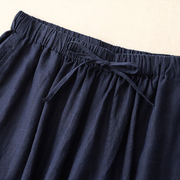 Buddha Stones Summer Elastic Waist Women's Capri Cropped Wide Leg Pants With Pockets - image 13
