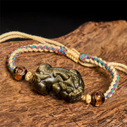 FREE Today: Luck and Wealth Gold Sheen Obsidian PiXiu Rope Bracelet
