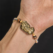 FREE Today: Luck and Wealth Gold Sheen Obsidian PiXiu Rope Bracelet