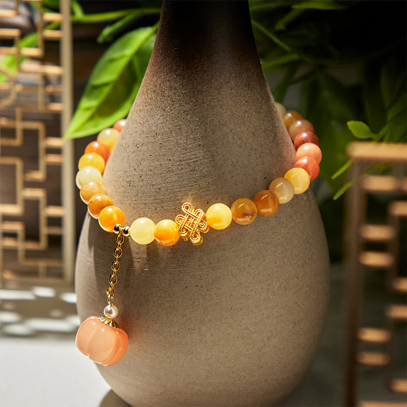 Buddha Stones Golden Silk Jade Chinese Knotting Pumpkin Wealth