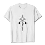 Buddha Stones Plain Lotus Flower Om Symbol Pattern Tee T-shirt - White - 2XL - image 6