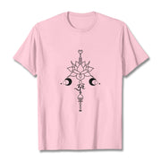 Buddha Stones Plain Lotus Flower Om Symbol Pattern Tee T-shirt - LightPink - 2XL - image 13