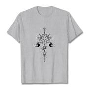 Buddha Stones Plain Lotus Flower Om Symbol Pattern Tee T-shirt - LightGrey - 2XL - image 20