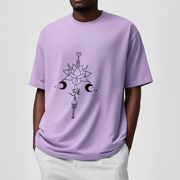 Buddha Stones Plain Lotus Flower Om Symbol Pattern Tee T-shirt - image 18