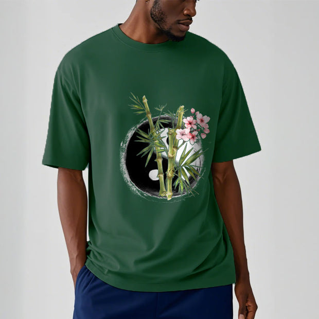 Buddha Stones Yin Yang Bamboo Peach Blossoms Pattern Tee T-shirt - image 12