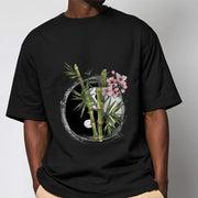 Buddha Stones Yin Yang Bamboo Peach Blossoms Pattern Tee T-shirt - image 2