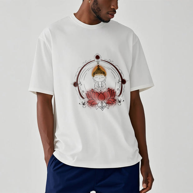 Buddha Stones Joyful Buddha Lotus Mandala Pattern Tee T-shirt - image 2