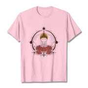 Buddha Stones Joyful Buddha Lotus Mandala Pattern Tee T-shirt - LightPink - 2XL - image 13