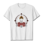Buddha Stones Joyful Buddha Lotus Mandala Pattern Tee T-shirt - White - 2XL - image 1