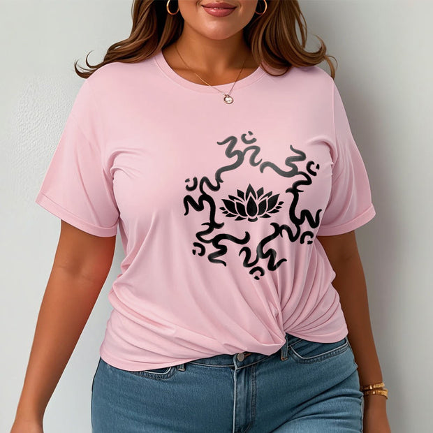 Buddha Stones OM Symbol Lotus Flower Pattern Tee T-shirt - image 15