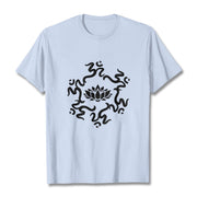 Buddha Stones OM Symbol Lotus Flower Pattern Tee T-shirt - LightCyan - 2XL - image 1