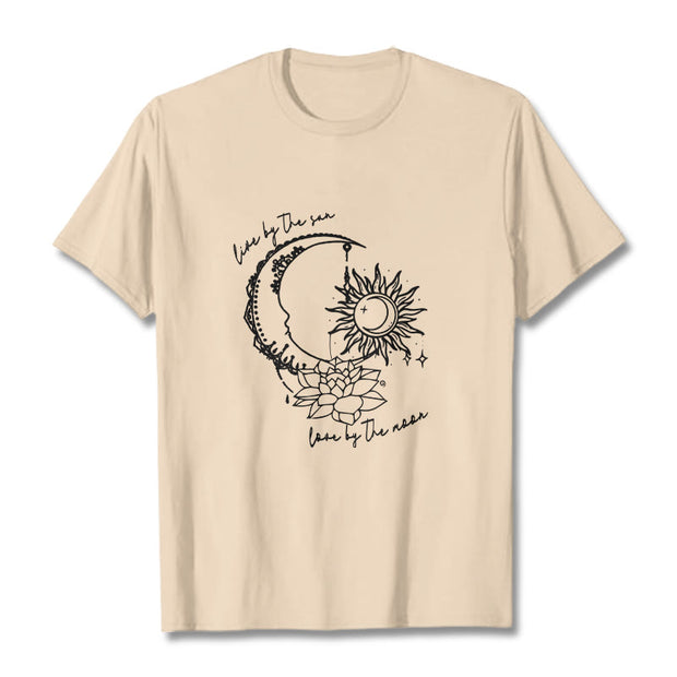 Buddha Stones Sun Moon Lotus Flower Pattern Tee T-shirt - Bisque - 2XL - image 11