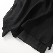 Buddha Stones Casual Embroidery Split Three Quarter Sleeve Cotton Linen Midi Dress - image 10