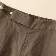 Buddha Stones Plain Color Frog-Button Cotton Linen Women's Wide Leg Pants With Pockets - image 2