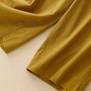 Buddha Stones Plain Color Frog-Button Cotton Linen Women's Wide Leg Pants With Pockets - image 9
