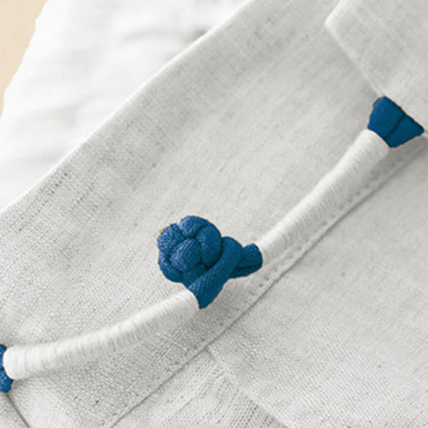 Buddha Stones Plain Color Frog-Button Cotton Linen Women's Wide Leg Pants With Pockets - image 14