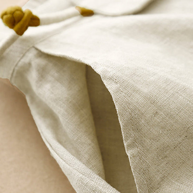 Buddha Stones Plain Color Frog-Button Cotton Linen Women's Wide Leg Pants With Pockets - image 21