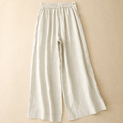 Buddha Stones Plain Color Frog-Button Cotton Linen Women's Wide Leg Pants With Pockets - image 16