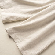 Buddha Stones Plain Color 7-8 Length Capri Cropped Pants Cotton Linen Women's Wide Leg Pants With Pockets