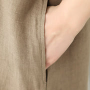 Buddha Stones Vintage Embroidery Three Quarter Sleeve Cotton Linen Midi Dress With Pockets - image 8