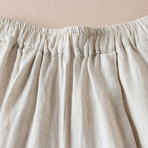 Buddha Stones Colored Thread 7-8 Length Women's Harem Cotton Linen Pants With Pockets - image 8