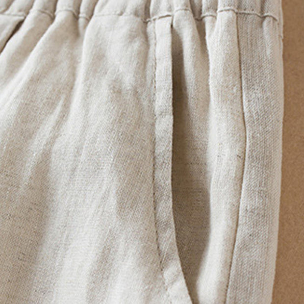 Buddha Stones Colored Thread 7-8 Length Women's Harem Cotton Linen Pants With Pockets - image 6