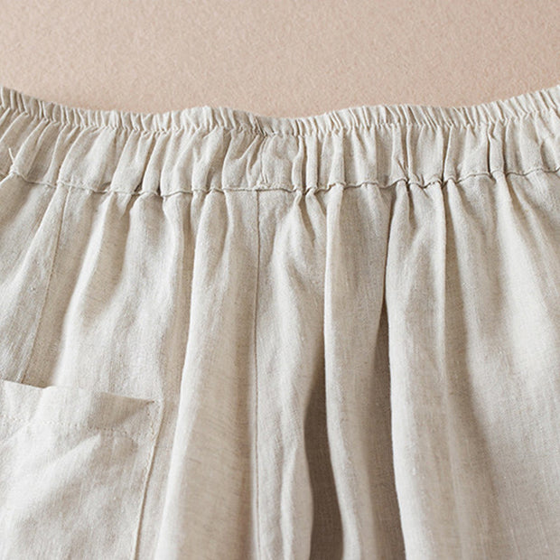 Buddha Stones Colored Thread 7-8 Length Women's Harem Cotton Linen Pants With Pockets - image 4