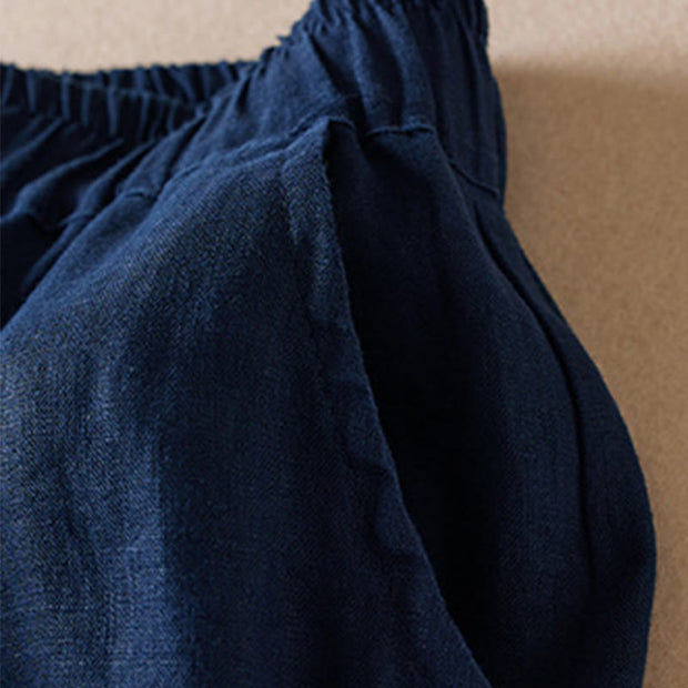Buddha Stones Colored Thread 7-8 Length Women's Harem Cotton Linen Pants With Pockets - image 15
