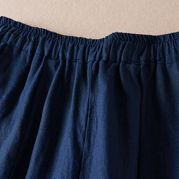 Buddha Stones Colored Thread 7-8 Length Women's Harem Cotton Linen Pants With Pockets - image 13