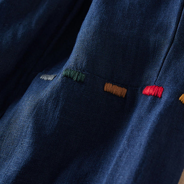 Buddha Stones Colored Thread 7-8 Length Women's Harem Cotton Linen Pants With Pockets - image 16
