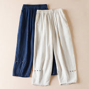 Buddha Stones Colored Thread 7-8 Length Women's Harem Cotton Linen Pants With Pockets - image 19