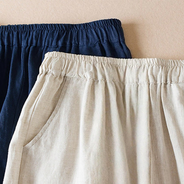 Buddha Stones Colored Thread 7-8 Length Women's Harem Cotton Linen Pants With Pockets - image 18