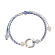 Buddha Stones 925 Sterling Silver Mobius White Agate Bead Braided String Protection Bracelet - image 4