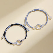 Buddha Stones 925 Sterling Silver Mobius White Agate Bead Braided String Protection Bracelet - image 10