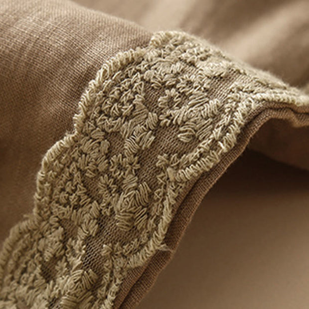 Buddha Stones Plain Lace Women's Harem Cotton Linen Pants With Pockets - image 2
