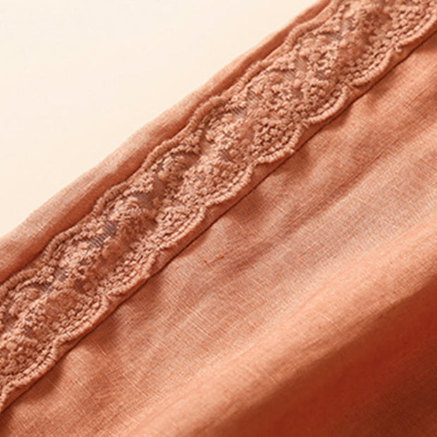 Buddha Stones Plain Lace Women's Harem Cotton Linen Pants With Pockets - image 8