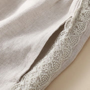 Buddha Stones Plain Lace Women's Harem Cotton Linen Pants With Pockets - image 20