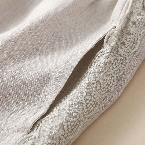 Buddha Stones Plain Lace Women's Harem Cotton Linen Pants With Pockets - image 20