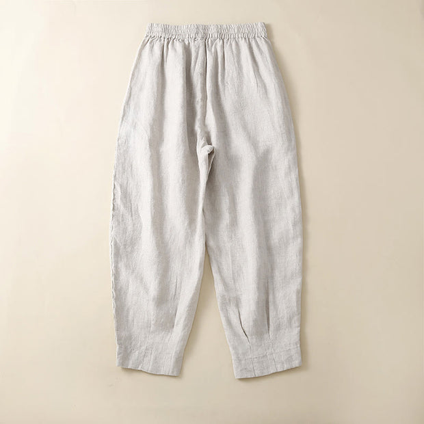 Buddha Stones Plain Lace Women's Harem Cotton Linen Pants With Pockets - image 15