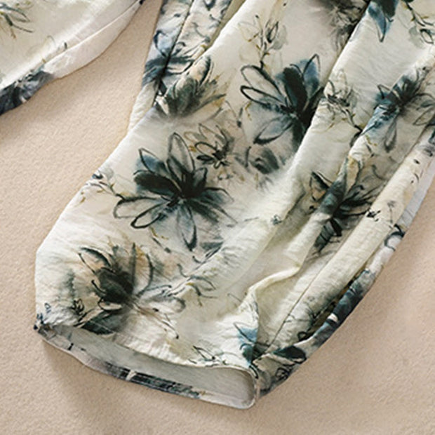 Buddha Stones Casual Flower Prints Design Women's Polyester 7-8 Length Pants With Pockets - image 7