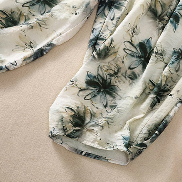 Buddha Stones Casual Flower Prints Design Women's Polyester 7-8 Length Pants With Pockets - image 8
