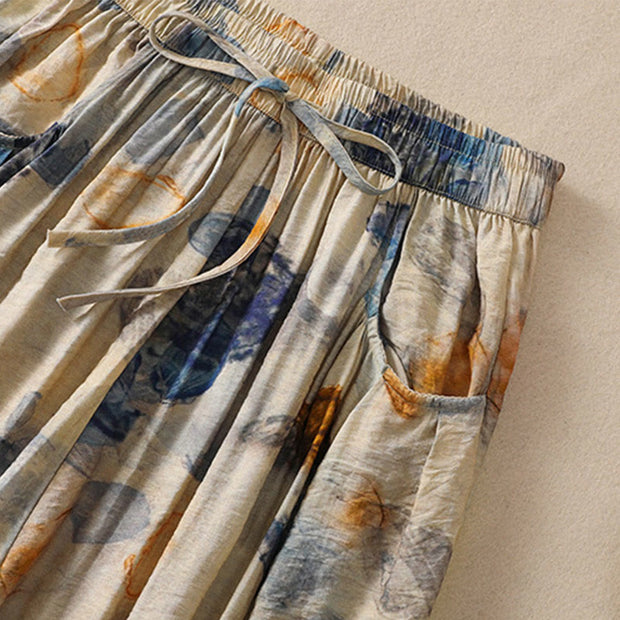 Buddha Stones Casual Flower Prints Design Women's Polyester 7-8 Length Pants With Pockets - image 14