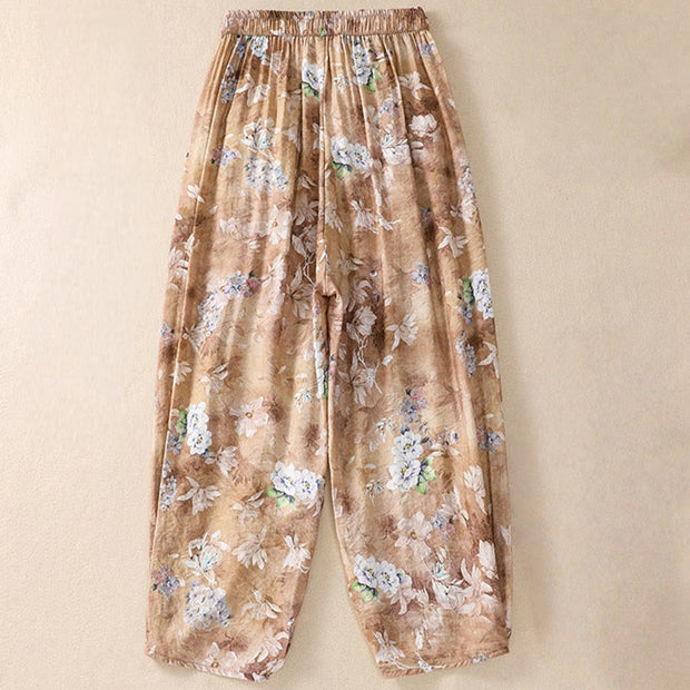 Buddha Stones Casual Flower Prints Design Women's Polyester 7-8 Length Pants With Pockets - image 17