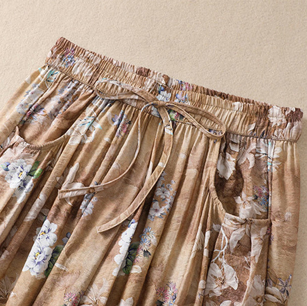 Buddha Stones Casual Flower Prints Design Women's Polyester 7-8 Length Pants With Pockets - image 20