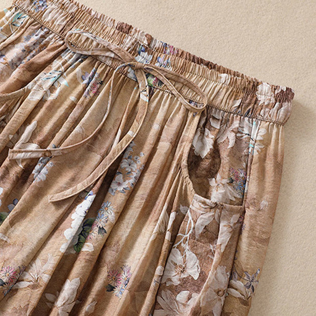 Buddha Stones Casual Flower Prints Design Women's Polyester 7-8 Length Pants With Pockets - image 18