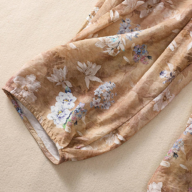 Buddha Stones Casual Flower Prints Design Women's Polyester 7-8 Length Pants With Pockets - image 22