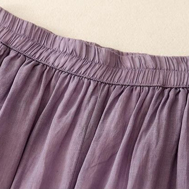 Buddha Stones Side Embroidery Design Cotton Women's 7-8 Length Wide Leg Pants With Pockets - image 4