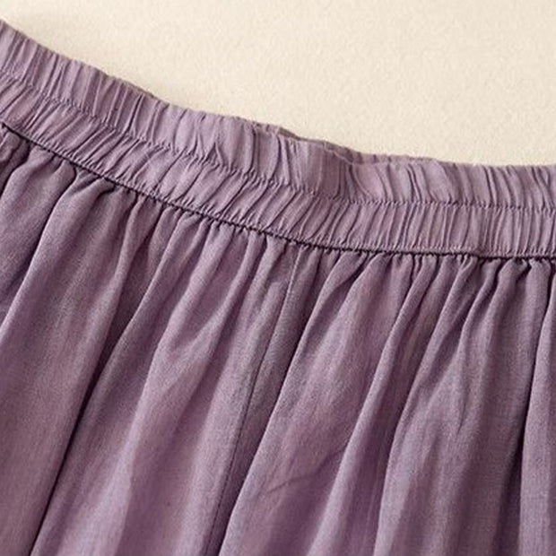 Buddha Stones Side Embroidery Design Cotton Women's 7-8 Length Wide Leg Pants With Pockets - image 6